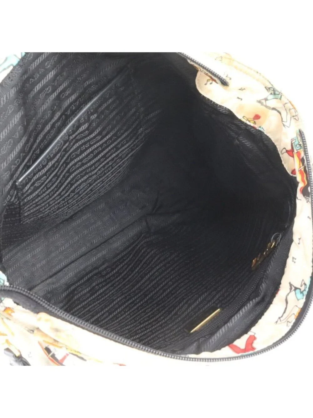 Prada Tessuto Nylon Musical Instrument Motif Print 2-Way Shoulder Bag Crossbody